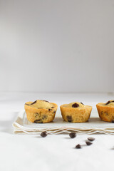 Homemade chocolate chip muffins or chocolate chip cupcakes 