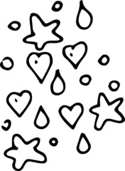 Boho style, Sun, moon, clouds, rain, rainbow. childrens illustrations. doodle graphics hand-drawn, vector. Print textile, vintage, sketch. Separate elements on a white background. Sun, moon, clouds, r