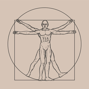 Print Classic Hand Drawing based on Leonard Da Vinci s Vitruvian Man