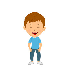 cute cartoon boy lauhing