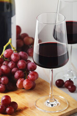 Red wine in a transparent white glass