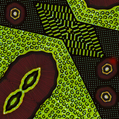 Colored African fabric (Ghana) – Seamless pattern, real cotton wax, photo 