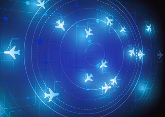 Simulation screen showing various flights for transportation and passengers.