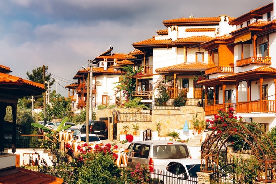 Seaside town Akyaka with its beautiful houses.
