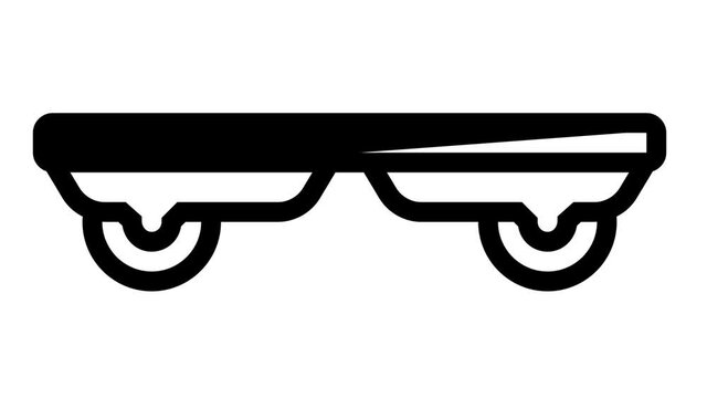 waveboard vehicle animated black icon. waveboard vehicle sign. isolated on white background