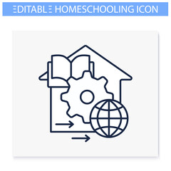Adapt teaching methods line icon. Training process management. Home education concept. Distant remote teaching and homeschooling. Editable vector illustration