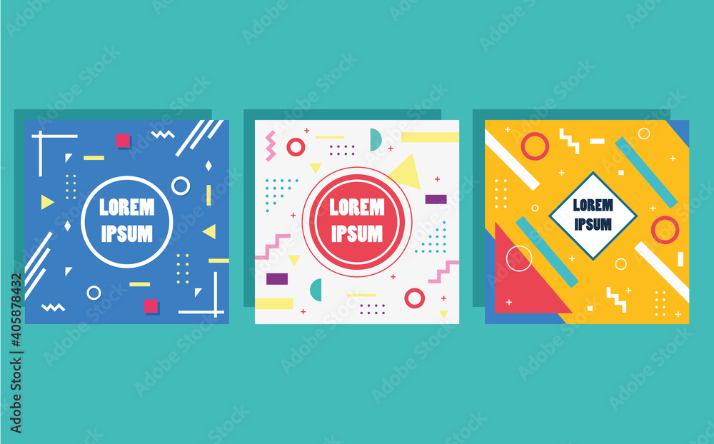Poster bundle of three geometric minimal backgrounds vector illustration design