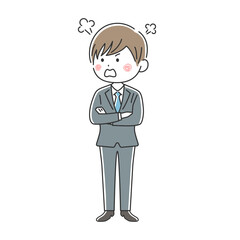 腕組みをして怒っているビジネスマンのイラスト