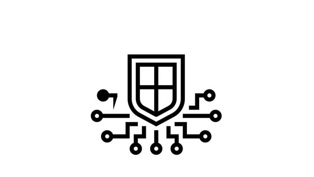 electonic cloud protection animated black icon. electonic cloud protection sign. isolated on white background