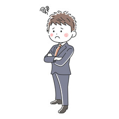 腕組みをして困っているビジネスマンのイラスト