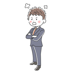 腕組みをして怒っているビジネスマンのイラスト