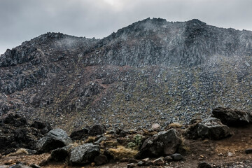 Mountain with rocks in Tongariro National Park