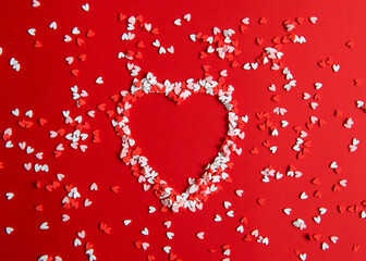 Valentine Hearts Background. Valentines Red Abstract Wallpaper. Backdrop Collage