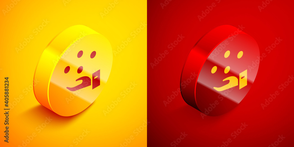Poster isometric juggling ball icon isolated on orange and red background. circle button. vector.