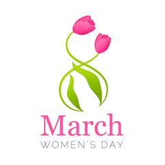 Floral 8 march banner with paper art