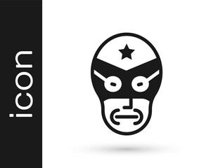Black Mexican wrestler icon isolated on white background. Vector.