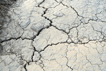 Texture of the crackled dirty clay in desert.