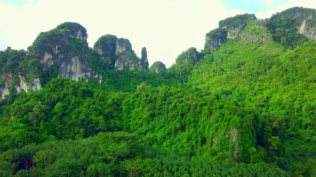 avatar landscape in the mountains from the sky in Thailand, Krabi