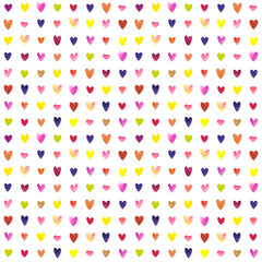 Watercolor colourful pattern. Hearts. Valentines day. I love you