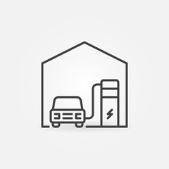 EV Charging at Home vector concept icon or sign in outline style
