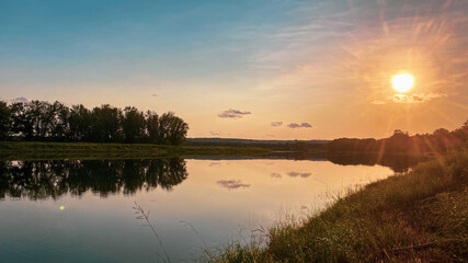 sunset over the river