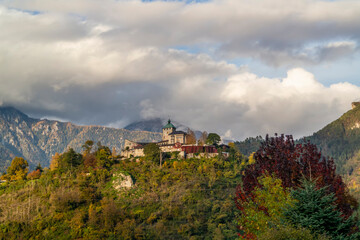 Fototapeta na wymiar View on the castle of Ivano located in Strigno, Trentino - Italy