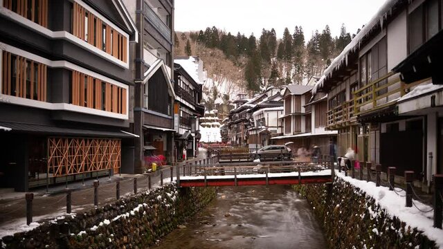 Obanazawa Ginzan Onsen, Japan in Winter