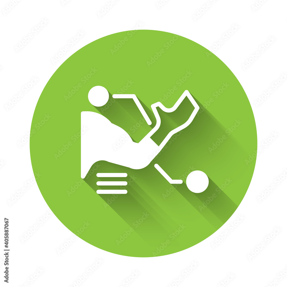 Poster white prosthesis hand icon isolated with long shadow. futuristic concept of bionic arm, robotic mech