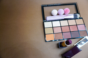 Cosmetic makeup facial set of colours for women with different complements