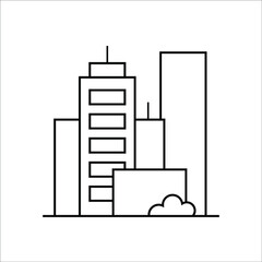 black building icon on white background, vector illustration