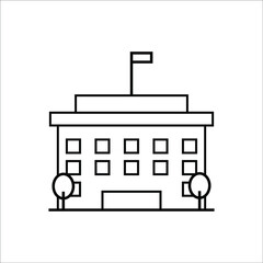 black building icon on white background, vector illustration