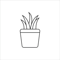black flowerpot icon on white background, vector illustration