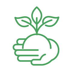 organic natural, hand with plant growing green line style