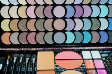 Cosmetic makeup facial set of colours for women with different complements