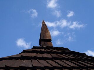 Detal starego drewnianego dachu