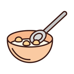 breakfast cereal in bowl with spoon line and fill style