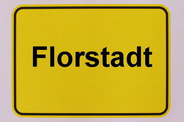 Illustration eines Stadteingangsschildes der Stadt Florstadt