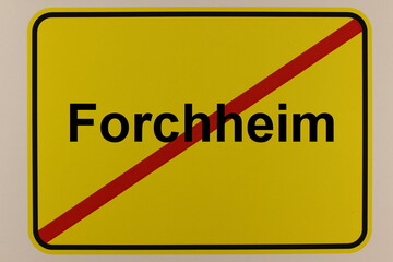 Illustration eines Stadtausgangsschildes der Stadt Forchheim