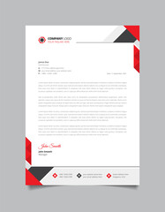 Creative corporate business letterhead template with red and black shape