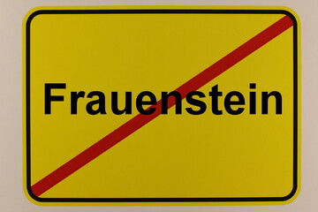 Illustration eines Stadtausgangsschildes der Stadt Frauenstein