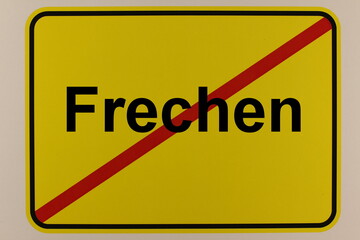 Illustration eines Stadtausgangsschildes der Stadt Frauenstein