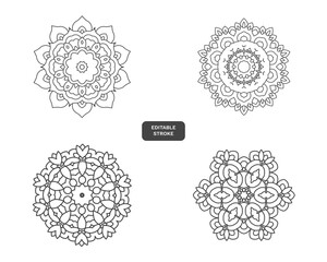 Ornamental round floral pattern. Patterned Circles. Florist decorative design element. Vector illustration.