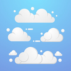 Set of collection beautiful clouds blue sky design vector