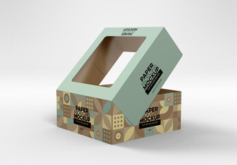 Flip Top Cake Box Open Packaging Mockup