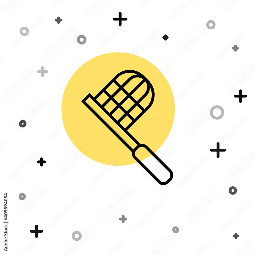 Aufkleber black line butterfly net icon isolated on white background. random dynamic shapes. vector.