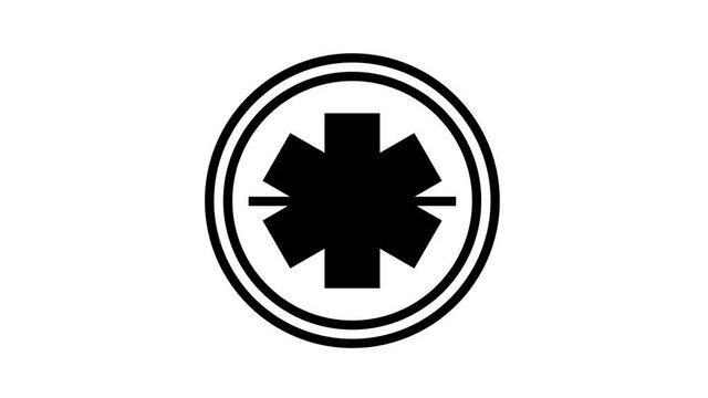 emergency ambulance hospital sign animated black icon. emergency ambulance hospital sign sign. isolated on white background