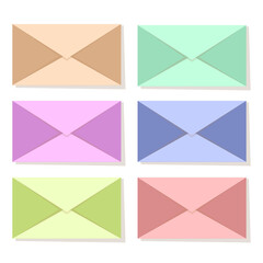 Multicolored envelopes, set isolated on white background. Cute simple envelopes, message symbol.
