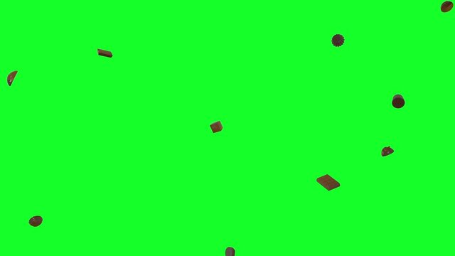 Rain chocolates bonbon candies falling valentines day green screen chroma key  animation