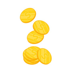 Coin vector. Coin stack on white background.