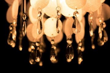close up horizontal picture of a noble crystal pendant chandelier